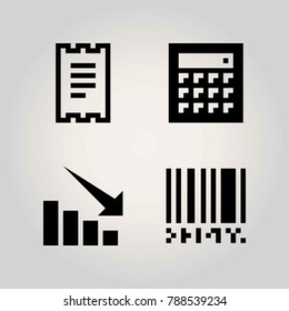 Technology vector icon set. calculator, invoice, arrow and barcode