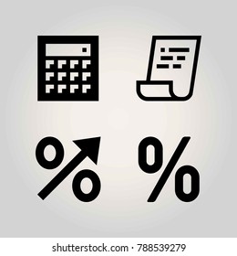 Technology vector icon set. calculator, persentage, invoice and check