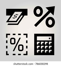 Technology vector icon set. cash, dollar, atm and percentage