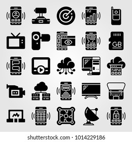 Technology vector icon set. cellphone, television, radar and sattelite