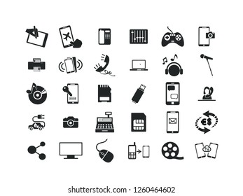 Technology vector icon set.
Contains such Icons as laptop, phone, smartphone, tablet, touchscreen, gadget and more. Editable.