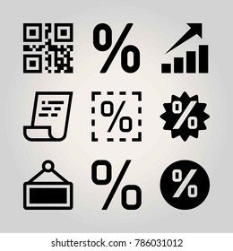 Technology vector icon set. invoice, persentage, sign and check