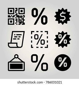 Technology vector icon set. invoice, sign, percentage and dollar