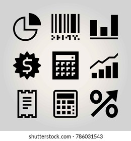 Technology vector icon set. invoice, analytics, pie chart and dollar