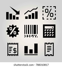 Technology vector icon set. invoice, analytics, percentage and calculator