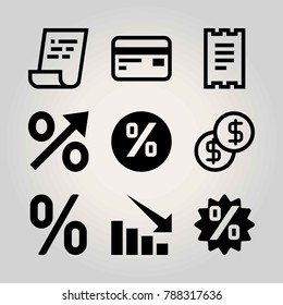 Technology vector icon set. invoice, coin, persentage and credit card