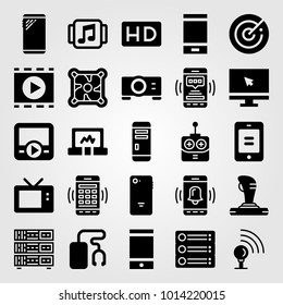 Technology vector icon set. laptop, signal point, server and tv