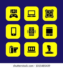 Technology vector icon set. laptop, tablet, game controller and smartphone