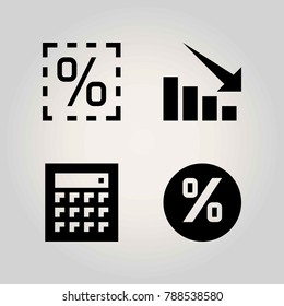 Technology vector icon set. loss, arrow, percentage and persentage