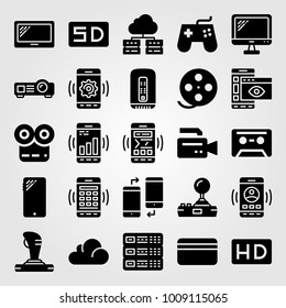 Technology vector icon set. monitor, hd, tablet and cloud computing