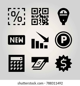 Technology vector icon set. new, sign, scan and percentage