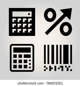 Technology vector icon set. percentage, calculator and barcode