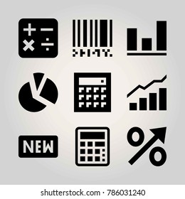 Technology vector icon set. percentage, pie chart, chart and analutics