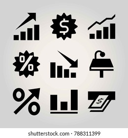 Technology vector icon set. persentage, loss, arrow and percentage