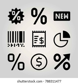 Technology vector icon set. persentage, invoice, dollar and new