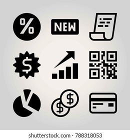 Technology vector icon set. persentage, coin, new and profits