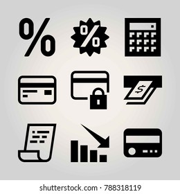 Technology vector icon set. persentage, dollar, loss and cash