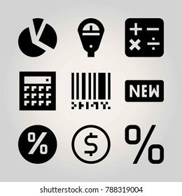 Technology vector icon set. persentage, calculator, sign and dollar