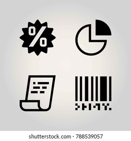 Technology vector icon set. persentage, barcode, invoice and chart