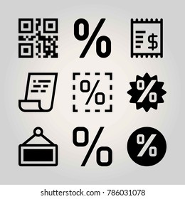 Technology vector icon set. scan, qr code, persentage and sign