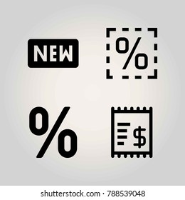 Technology vector icon set. sign, percentage, new and persentage