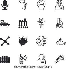 technology vector icon set such as: marketing, health, bio, calipers, portrait, secretary, technical, think, scale, x-ray, sphere, dam, image, ruler, measurement, thinking, clip, mechanism, garden