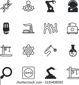 technology vector icon set such as: chemical, household, holding, bright, outlet, bakery, microphone, human, strand, simple, magnifier, geometric, hot, flask, cooking, welder, operator, innovation