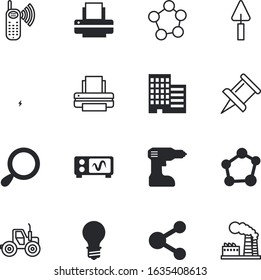technology vector icon set such as: motor, bulb, auto, drilling, plug, mechanical, internet, car, search, biology, biotech, tractor, downtown, district, screw, bio, shine, shadow, discovery, phone