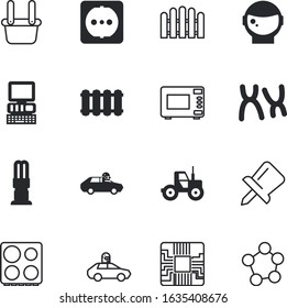 technology vector icon set such as: wooden, evolution, four, timer, heat, garden, pipe, agricultural, sphere, digital, illumination, tool, boards, trolley, harvest, icons, outlet, red, connector
