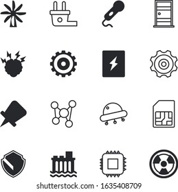 technology vector icon set such as: intuition, talk, atomic, station, home, hardware, vehicle, eco, breaker, hazard, shape, tv, call, medicine, wires, broadcast, volume, fiction, resources, alien