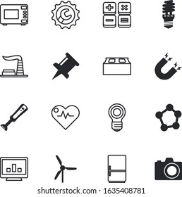 technology vector icon set such as: user, urban, horseshoe, plant, wave, mill, cool, life, unlock, magnetize, pressure, atom, smoke, website, attach, needle, cardiology, heartbeat, coolness, app, fit