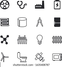 technology vector icon set such as: full, structure, summer, atomic, dna, solar, divider, measurement, petrochemical, tower, appliance, radiator, glowing, paper, uranium, empty, yellow, cover, hot