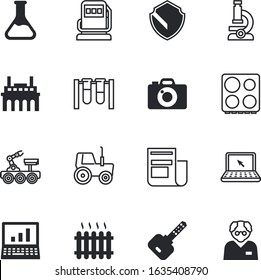 technology vector icon set such as: headline, closeup, mark, blog, auto, exploration, harvest, shoot, agriculture, professor, substance, photo, cooking, household, plant, padlock, news, cook, film