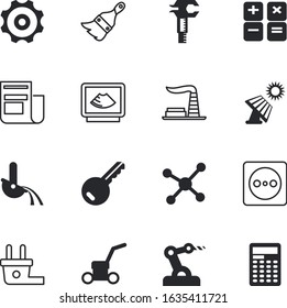 technology vector icon set such as: dna, ultrasonic, garden, cogwheel, interface, ruler, needle, biology, hormone, paper, millimeter, pattern, keys, thumbtack, money, roller, green, thumb, door