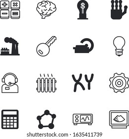 technology vector icon set such as: micro, internal, close, examine, system, warm, oncology, silhouette, robotic, room, keys, drawing, tip, molecular, urban, cogs, imaging, cold, ultrasonic, bio