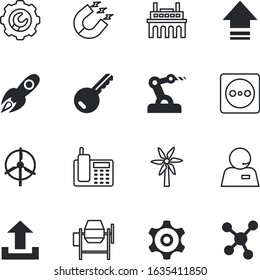 technology vector icon set such as: cordless, plastic, signal, rocket, magnet, cord, mechanism, building, person, gear, long, gardening, cartoon, information, atom, health, access, people, talk