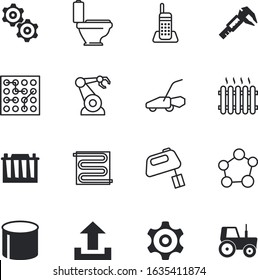 technology vector icon set such as: full, tractor, millimeter, keypad, transfer, file, radiator, operating, scheme, style, charge, square, atom, molecule, arrow, compass, winter, supply, zoom