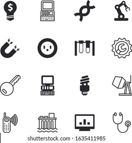 technology vector icon set such as: circle, green, solar, treatment, reaction, free, mechanical, supply, saving, industry, pharmacy, genetic, dial, incandescent, assembly, dam, production
