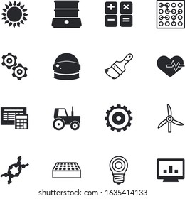 technology vector icon set such as: network, thumbtack, picture, generator, invention, harvest, chip, panel, global, rural, structure, microchip, ram, school, care, balance, push, solar, farm, bright