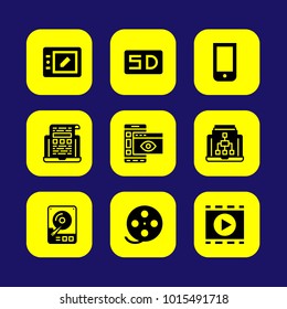 Technology Vector Icon Set. Tablet, Sd Card, Hhd And Smartphone