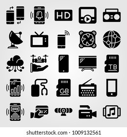 Technology vector icon set. television, memory, radio and credit card