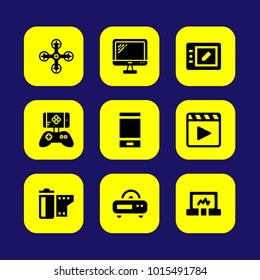 Technology vector icon set. tv, laptop, tablet and game controller