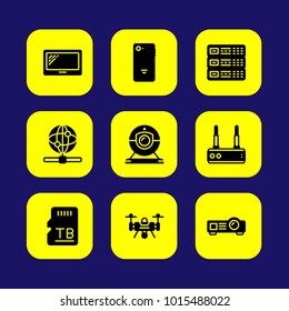 Technology vector icon set. web, internet, server and memory