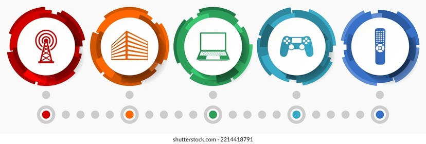Technology vector icon set, web buttons collection, business infographic template