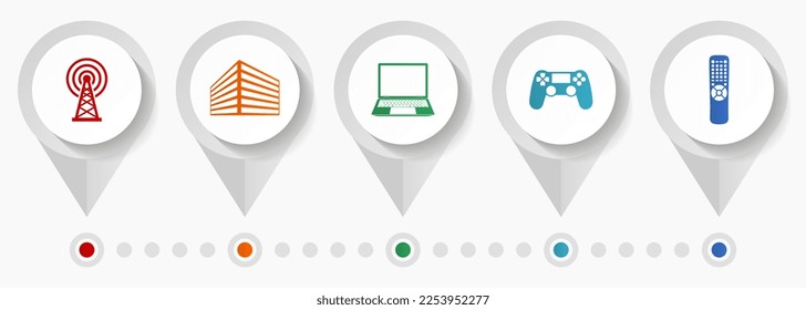 Technology vector icons, communications flat design web pointers collection, business concept infographic template