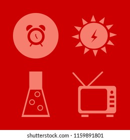 technology vector icons set. with alarm, solar energy, tv and test tube in set