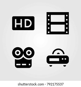 Technology Vector Icons Set. Hd, Radio And Movie Player