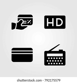 Technology Vector Icons Set. Hd, Radio And Credit Card