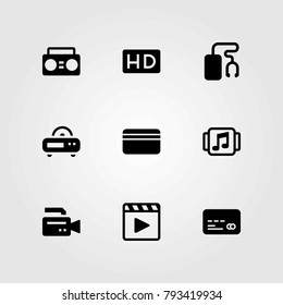 Technology Vector Icons Set. Hd, Radio And Movie Player