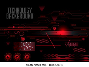 Technology Vector Illustration Abstrakte futuristische Schaltung, High-Tech Computer-Digital-Technologie-Konzept, Rot für Ihr Design auf schwarzem Hintergrund.  GUI-Bildschirm für die Benutzeroberfläche von HUD